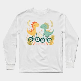 Dinosaur riding an exercise bike Long Sleeve T-Shirt